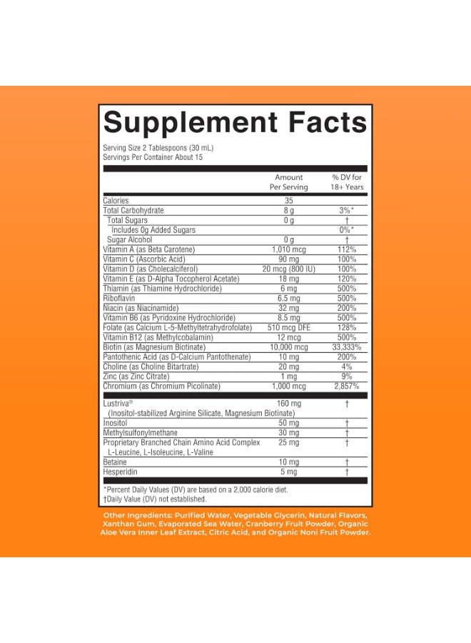 MaryRuth's Liquid Multivitamin Hair Growth Biotin 10000mcg 15.22 fl oz peach mango 30 servings - Image 2